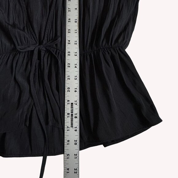 Aritzia Wilfred Shanina Womens Tie Front Blouse Top Size S Deep V Peplum Fairy - Picture 10 of 12
